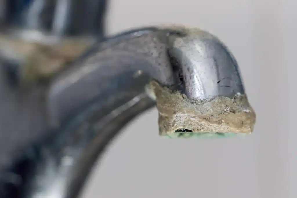 hard water buildup on faucet