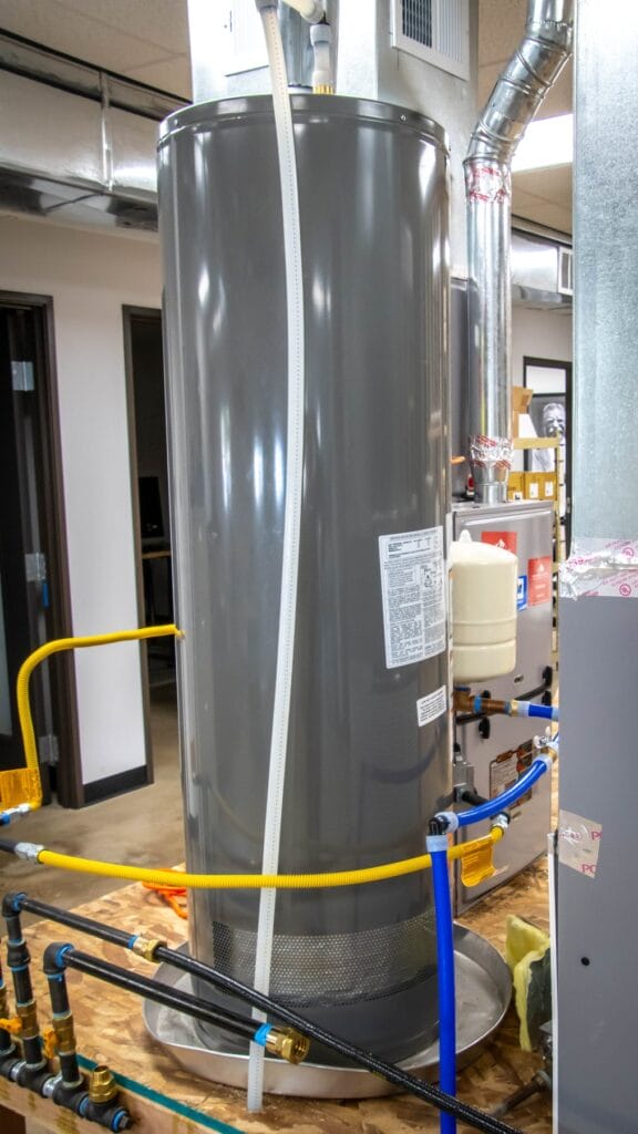 New residential water heater installed in a Johnstown, CO home by Mountain Valley Plumbing, Heating and Cooling